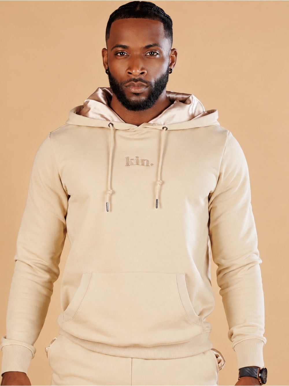 KIN Apparel Desert Sand Thin Satin Lined Hoodie NWT